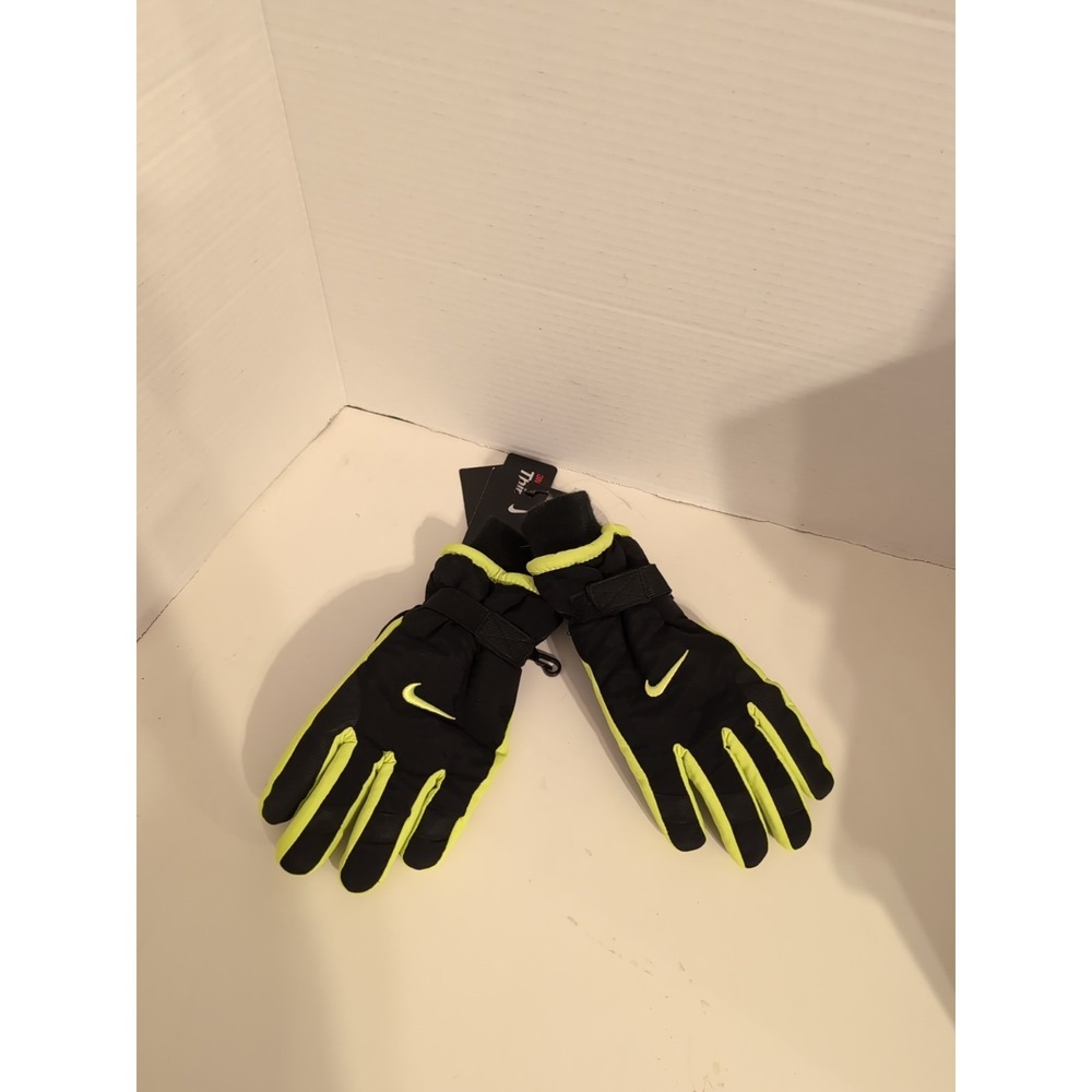 NEW Nike Youth‎ Boys Black Neon Insulated Snow Ski Gloves Winter